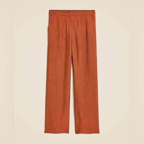 NWT J CREW PETITE Stratus pant in textured satin in Toasted Paprika - Picture 4 of 7